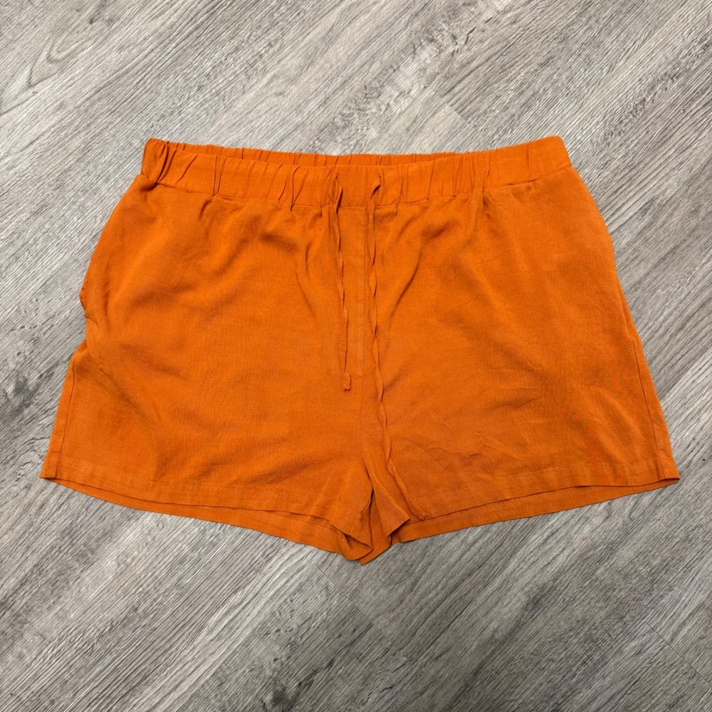 Forever 21+ Womens Plus 3X Orange Drawstring Elastic Waist Rayon Blend Shorts‎